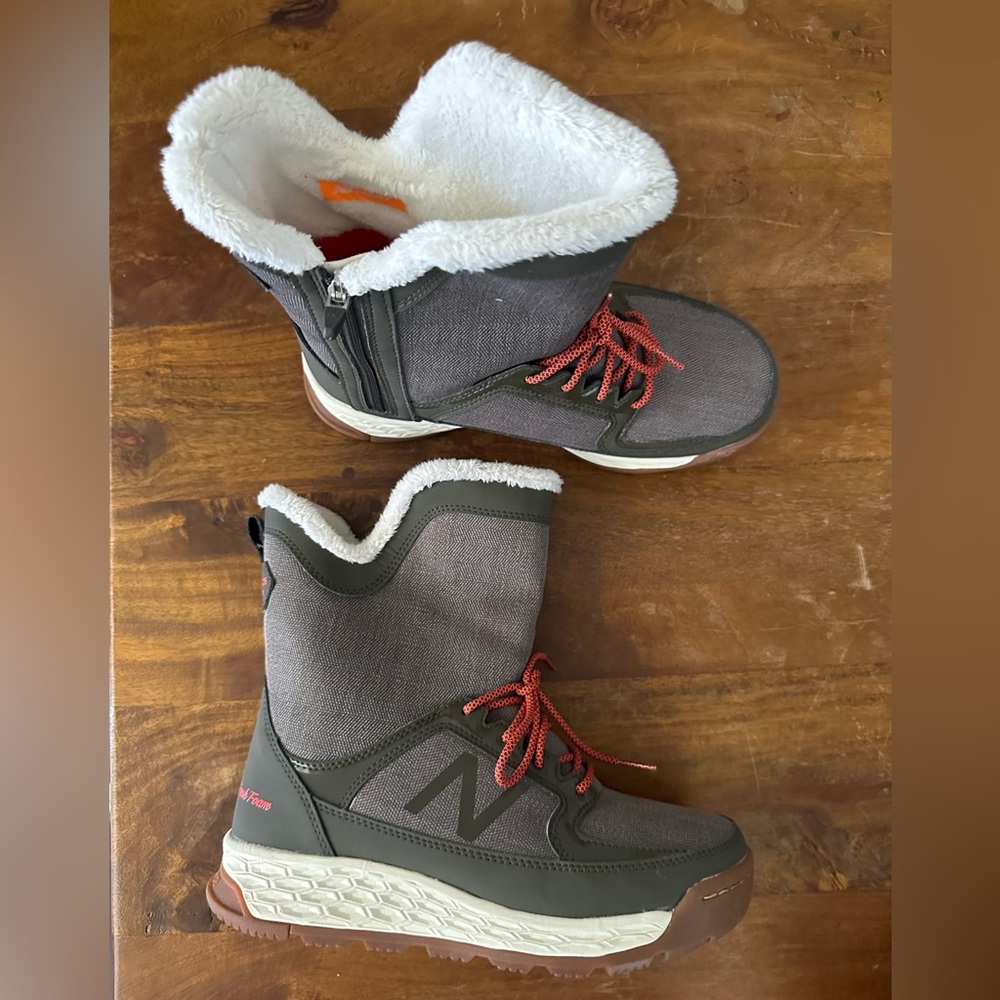 New Balance Fresh Foam Waterproof Boots - Gray Faux fur lined ladies size 7.5